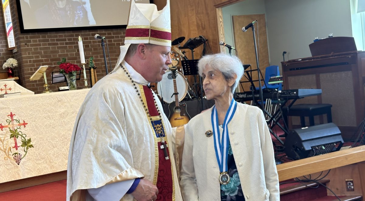 Bishop with Valerie, recipient of ODT (Order of the Diocese of Toronto) 